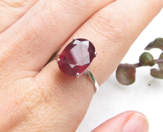 Ruby & 14ct White Gold Solitaire Ring - image 6