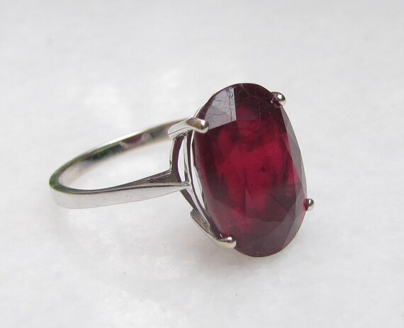 Ruby & 14ct White Gold Solitaire Ring - image 5