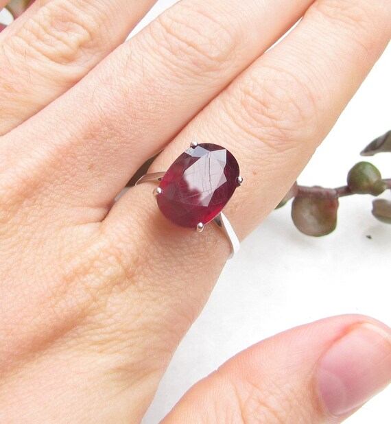Ruby & 14ct White Gold Solitaire Ring - image 8