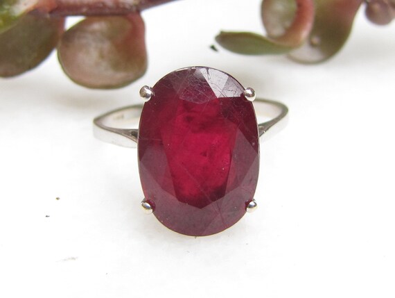 Ruby & 14ct White Gold Solitaire Ring - image 1