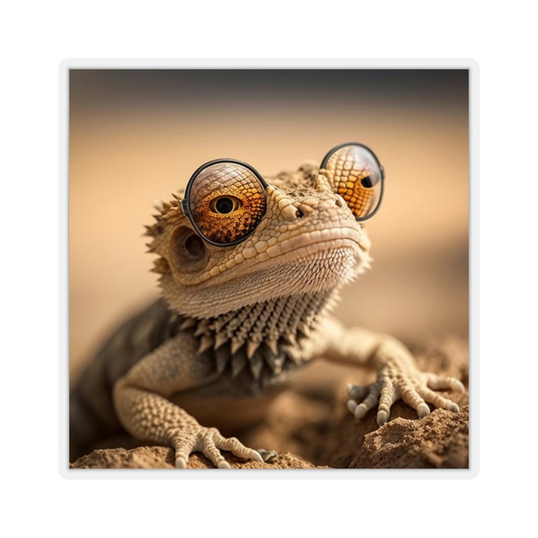 Googly Eye Bearded Dragon With Judging Face Kisscut Stickers Etsy