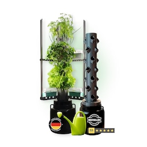 Hydroponic Tower, Garten vertikal - Hydroponic Systeme mit Pflanzenlampe & automatischer Bewässerung für innen und außen - Komplettset.