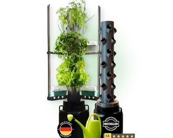 Hydroponic Tower, Garten vertikal - Hydroponic Systeme mit Pflanzenlampe & automatischer Bewässerung für innen und außen - Komplettset.