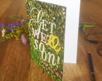 Card Get well soon, soft to the touch, get well soon, soft print, great surface, folded card, all the best, card with envelope