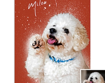 Custom dog portrait from photo, personalized digital portrait, dog painting, pet keepsake gift