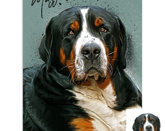 Custom pet painting from photo, custom dog portrait, pet portrait, digital pet portrait