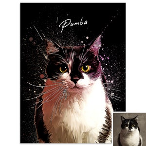 Pet painting from photo, personalized animal portrait, artistic cat portrait, dog portrait, pet portrait