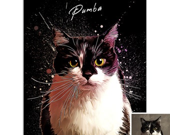 Pet painting from photo, custom pet portrait, artistic cat portrait, dog portrait, pet portrait