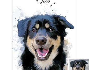 Pet portrait, custom watercolor painting, portrait from photo, dog or cat portrait, pet memorial gift