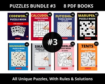 Lot de puzzles à téléchargement immédiat n°3, 8 livres de puzzles imprimables uniques (téléchargement PDF)