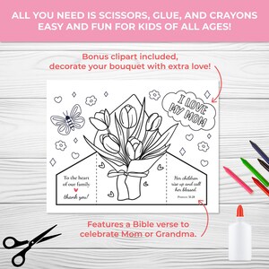 Mother’s Day Coloring Card Bible Craft, Printable Foldable Card for ...