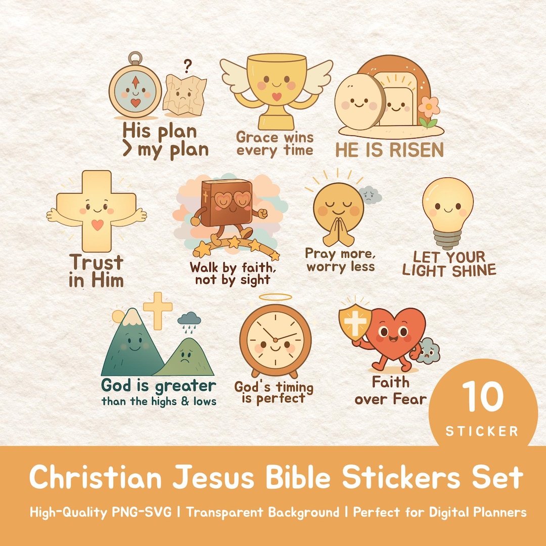 Christian Faith Digital Stickers PNG SVG Bundle, Bible Verse Sticker ...