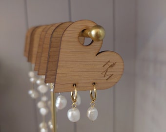 Gold huggie Hoop Earrings with Freshwater Pearl Drop