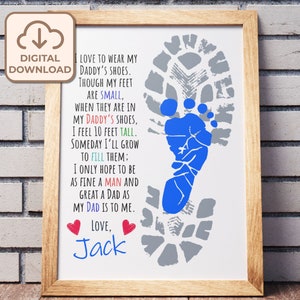 Dad Footprint Craft, Baby Footprint Gift for Dad, Kid Project Footprint Art, Daddy Footprint, Dad Birthday Footprint, Fathers Day Footprint