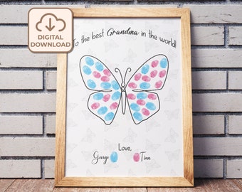 Oma Gift Vingerafdruk Kunst, Kids Baby Peuter Vingerafdruk Kunst, Vingerafdruk Aandenken voor oma, Kids Vingerafdruk voor oma