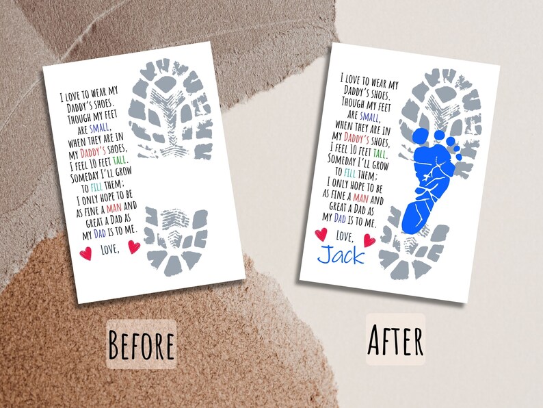 Dad Footprint Craft, Baby Footprint Gift for Dad, Kid Project Footprint