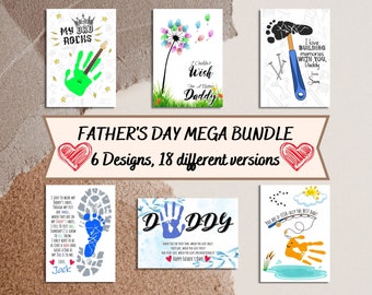 Dad Footprint Craft | Kid Project Handprint Art | Baby Handprint Gift for Dad | Dad Birthday Footprint | Baby Handprint Gift for Grandpa