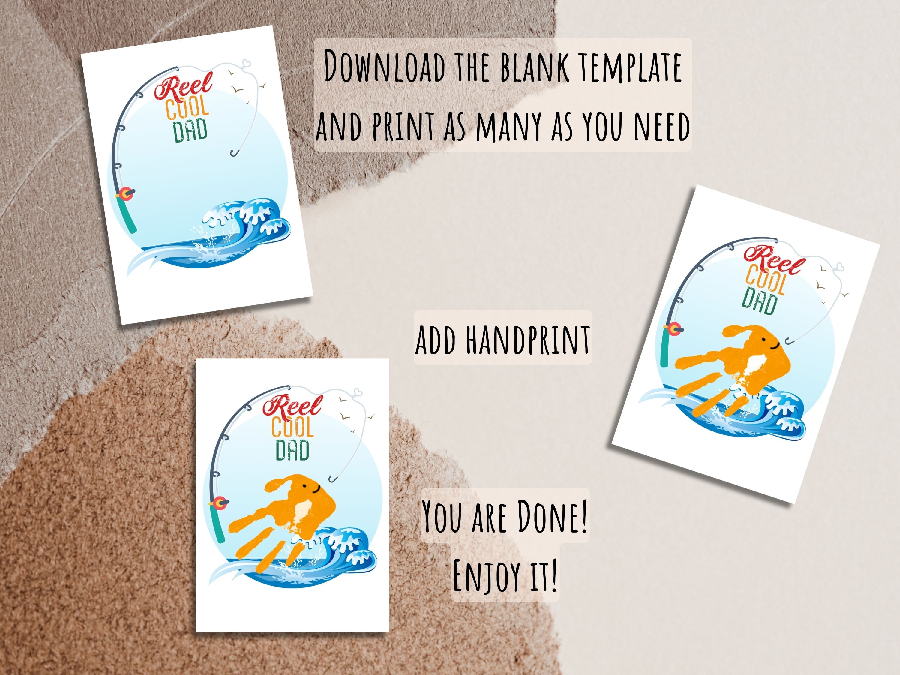 Reel Cool Dad Handprint, Fishing Dad Gift, Fathers Day Gift, Dad