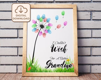 Cadeau voor oma, grootouders dag vingerafdruk, oma verjaardagscadeau, Kids baby peuter vingerafdruk kunst, vingerafdruk kunst van kinderen