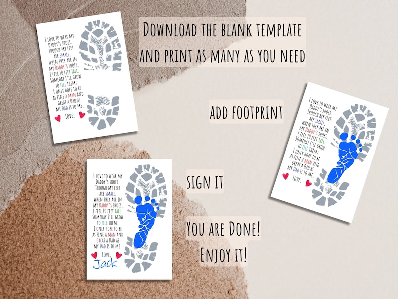 Dad Footprint Craft, Baby Footprint Gift for Dad, Kid Project Footprint