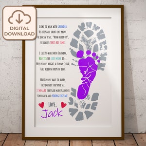 Grandpa Footprint Craft, Kids Baby Toddler Footprint Art, Fathers Day Footprint Art, Kid Project Handprint Art, Handprint Keepsake