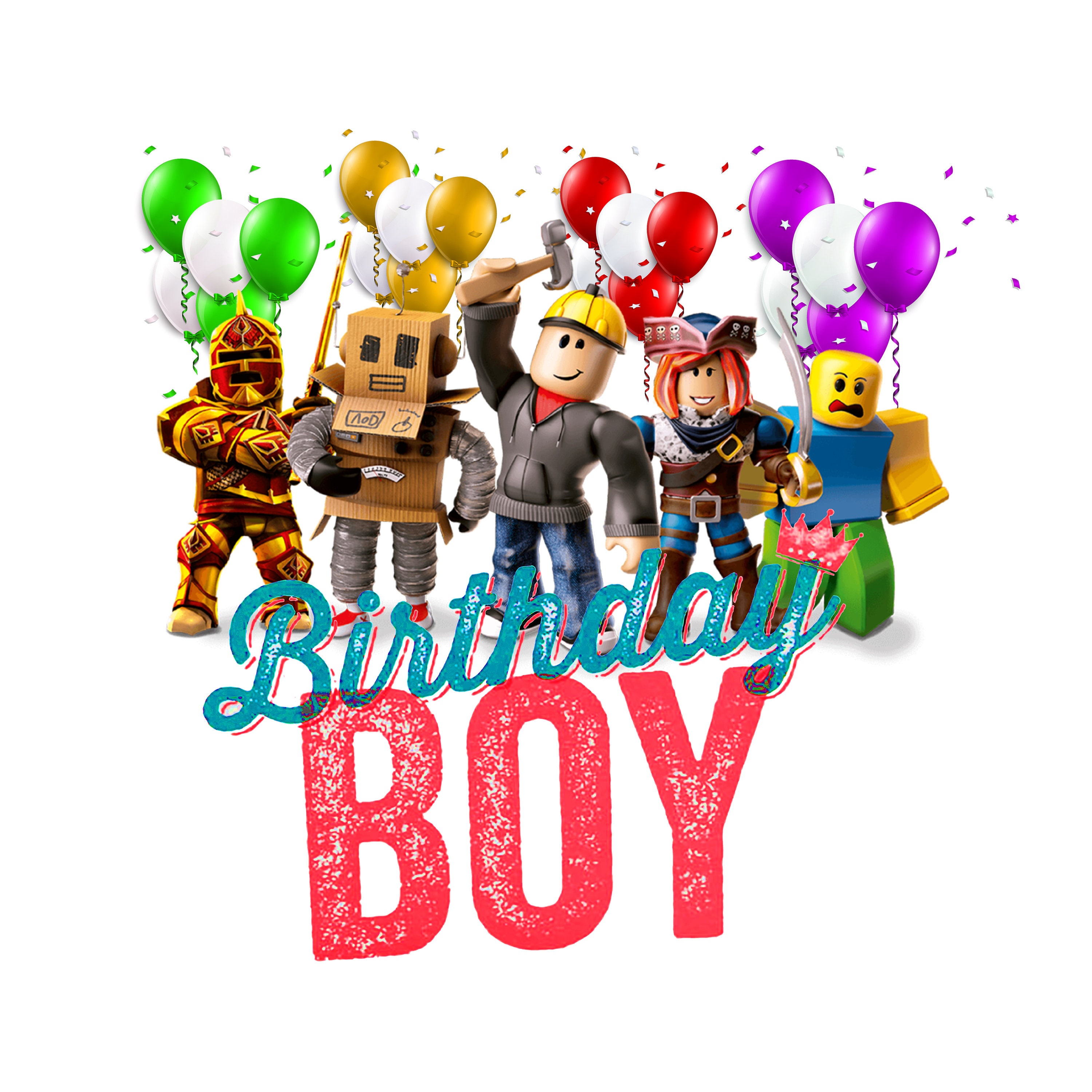 Roblox Birthday Tee PNG file template for Boy