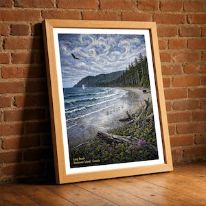 Long Beach Stained Glass Mosaic Print, Tofino Vancouver Island, Pacific Rim Wall Art