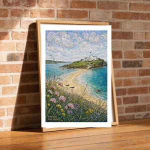 Devon England | Konsttryck med Burgh Island | Väggdekoration med målat glasmosaik