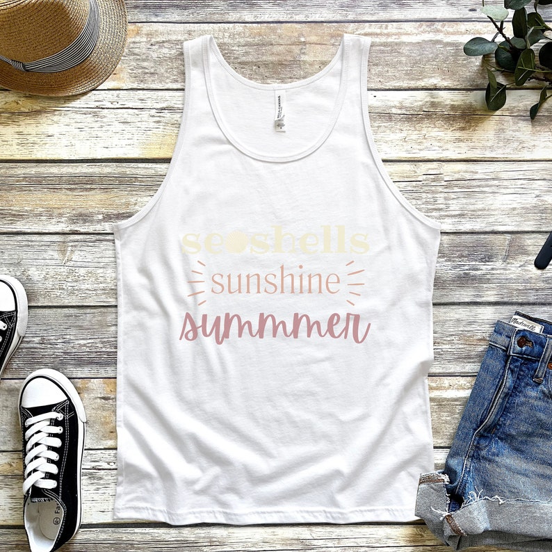 Seashells Sunshine Summer Tank Summer Shirt Fun Tank Top Etsy