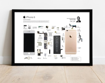 IPhone 6 Teardown Art Template, iPhone Teardown, A3 Print Artwork