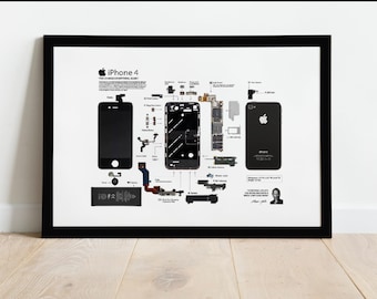 iPhone 4 Teardown Art Template, iPhone Teardown Templates, iPhone Frame Art for A3 Print (Digital File)