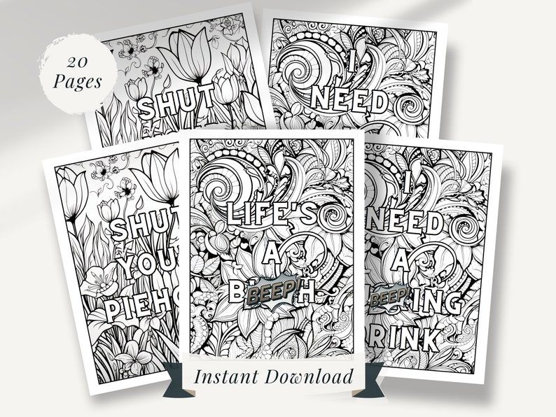Cuss Word Coloring Pages Volume 1, Offensive Coloring for Adults Dirty