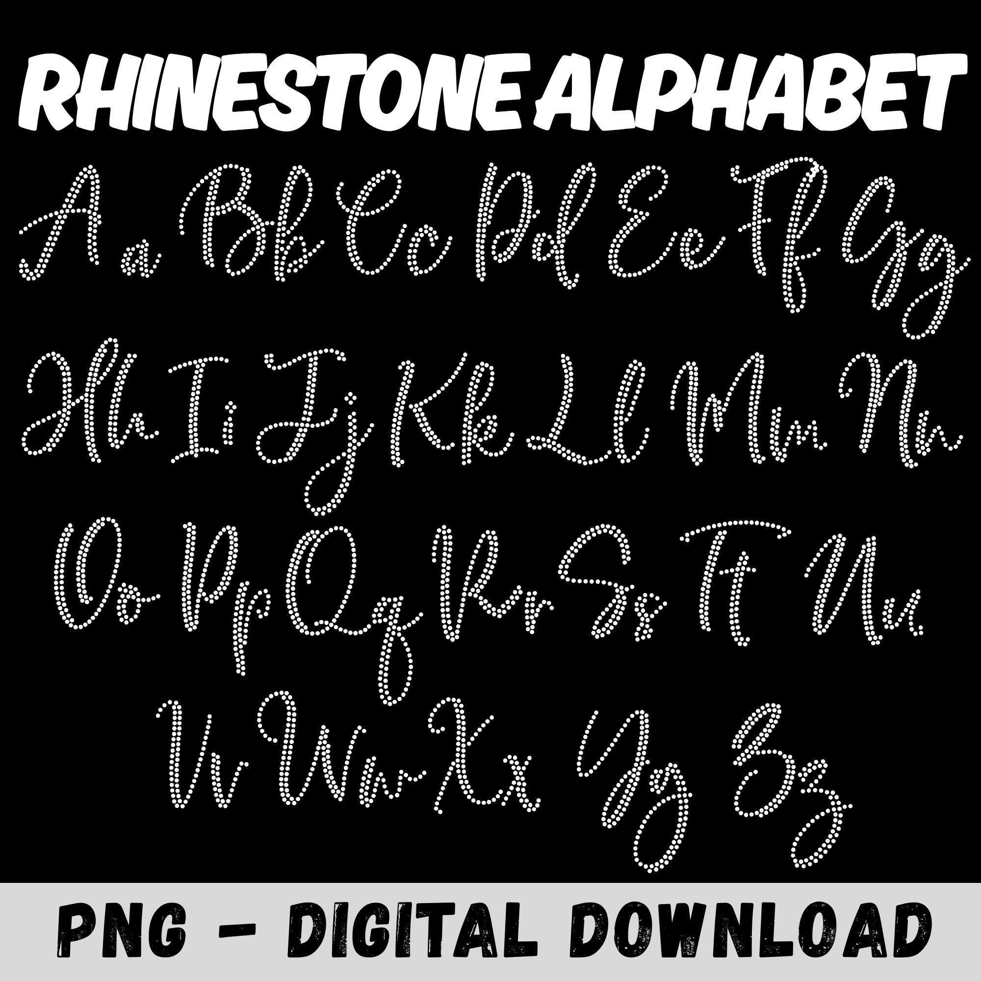 Rhinestone Lettering Cursive Cursive Rhinestone Alphabet Svg Png, Rhinestone Font TTF OTF ...