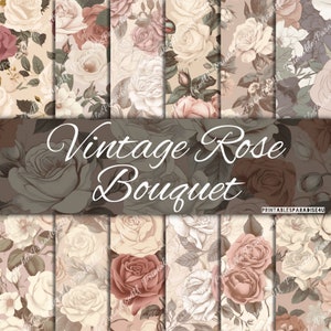 Vintage Floral Scrapbook Paper Pack, Floral Scrapbook, Digital Download, Paper, Vintage Paper Pack, Pink Digital Paper, Junk Journal Pages