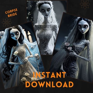 Elegantly Haunting Corpse Bride Style AI Printable Instant Download