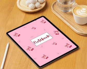 Cherry Digital Notebook – 170 stron – Notatnik w formacie PDF – 7,5 × 9,75 cala – GoodNotes-Notability – Notatnik wielokrotnego użytku
