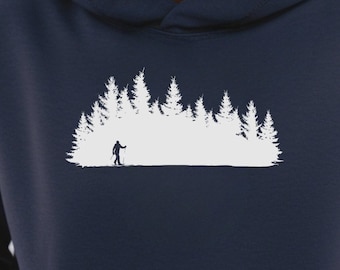 Woods Ski Hoodie, nordic ski hoodie, backcountry ski hoodie, nordic ski gift, backcountry skier gift, woods skier gift, skier hoodie, skier