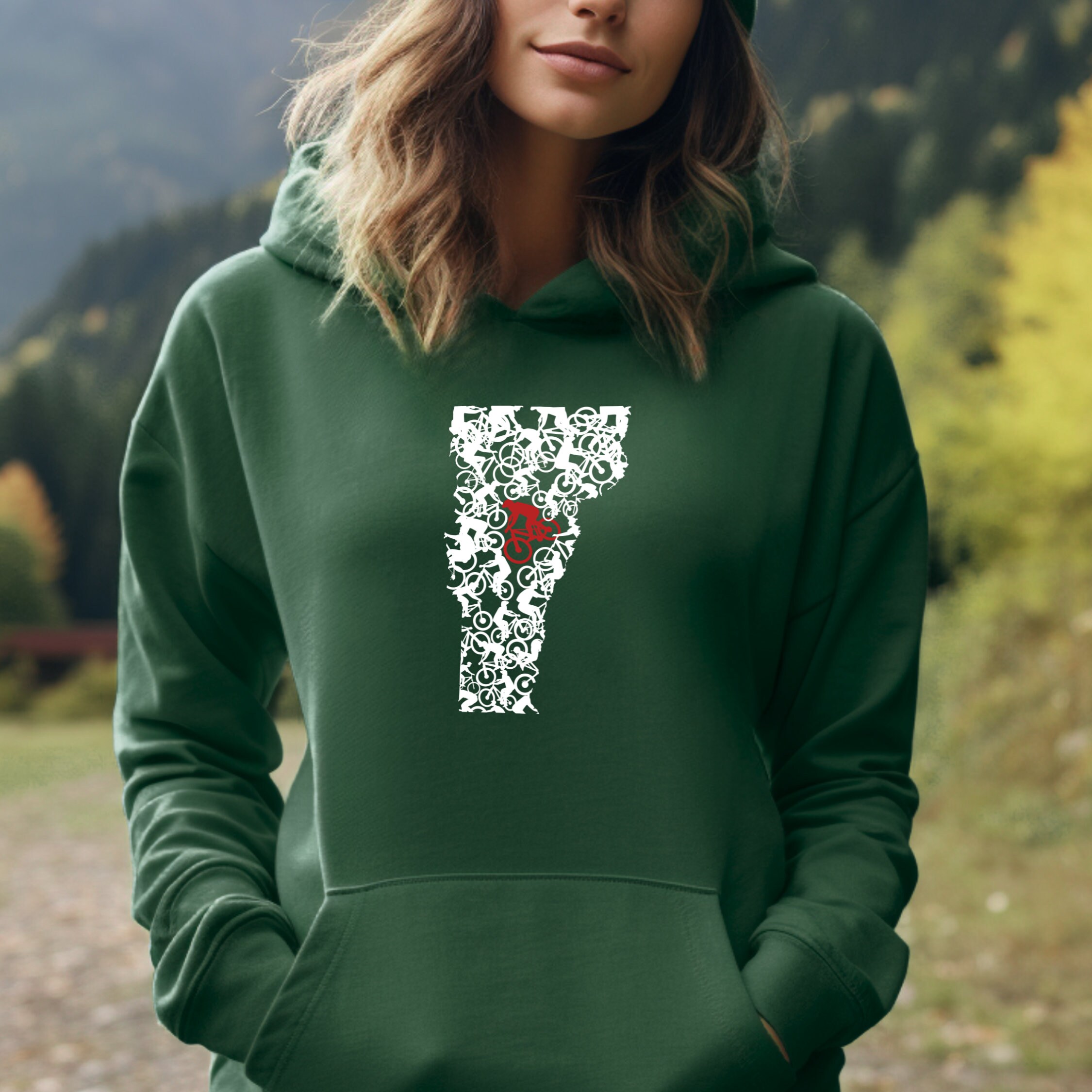 Vermont Mountain Bike Hoodie, Vermont Bike Hoodie, Vermont Mountain Biking Sweatshirt, Vermont Unisex Bike Hoodie, Vermont Biking Hoodie