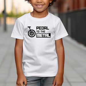 Pedal to the Metal Kid&#39;s T, kid&#39;s bike t-shirt, kid&#39;s mountain bike t-shirt, biking t-shirt for kids, gift for biking kid, biking kid t