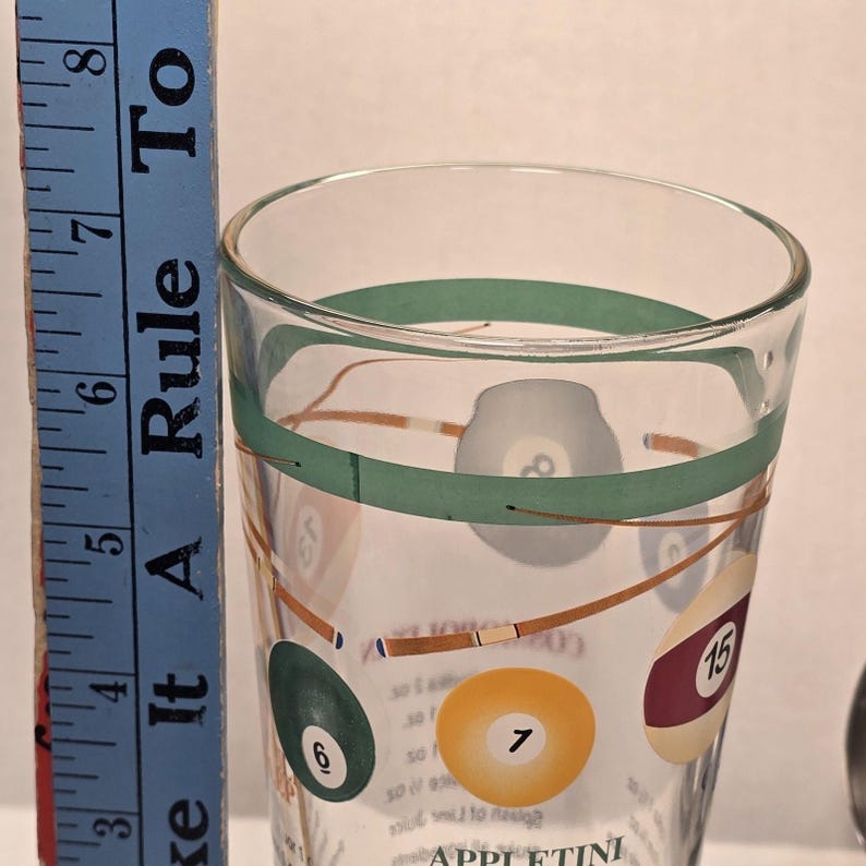 Billiards Pool Balls Glass Recipe Cocktail Shaker Vintage Game Room Home Decor image 9