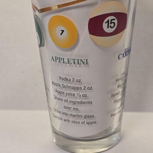 Billiards Pool Balls Glass Recipe Cocktail Shaker Vintage Game Room Home Decor image 7