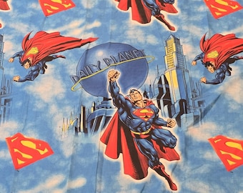 Vintage Superman Daily Planet Twin Flachbett Bettwäsche Jungen Dekor Held Blau