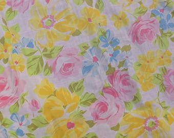 Sábana bajera ajustable con estampado floral vintage para cama doble, diseño floral arcoíris colorido, estilo GrandmaCore.