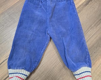 Vintage Y2K Toddler Boys Girls Kids Blue Corduroy Pants Elastic Waist 18 Mo
