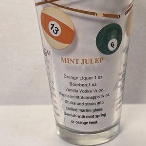 Billiards Pool Balls Glass Recipe Cocktail Shaker Vintage Game Room Home Decor image 6