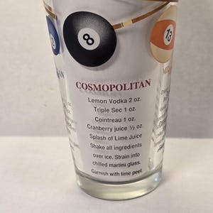 Billiards Pool Balls Glass Recipe Cocktail Shaker Vintage Game Room Home Decor image 5