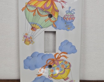 Vintage Hot Air Balloon Ceramic Light Switch Plate Cover Baby Nursery Room Decor