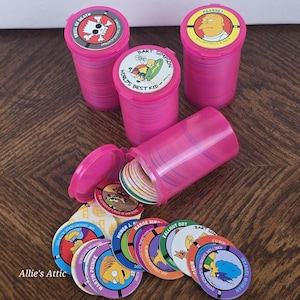 The Simpsons Pogs Lot 200+ Sky Caps 1994 With Cases