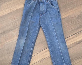 Vaqueros azules de mezclilla regular con cintura elástica para niños y niñas, talla 5