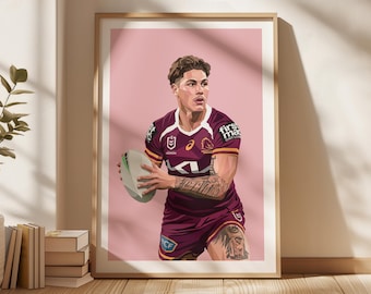 Reece Walsh Poster, Broncos Poster, Gift Poster, NRL Poster, Brisbane Broncos Fan Art, Sports Bedroom Posters, Gift For Son, Kids Wall Art